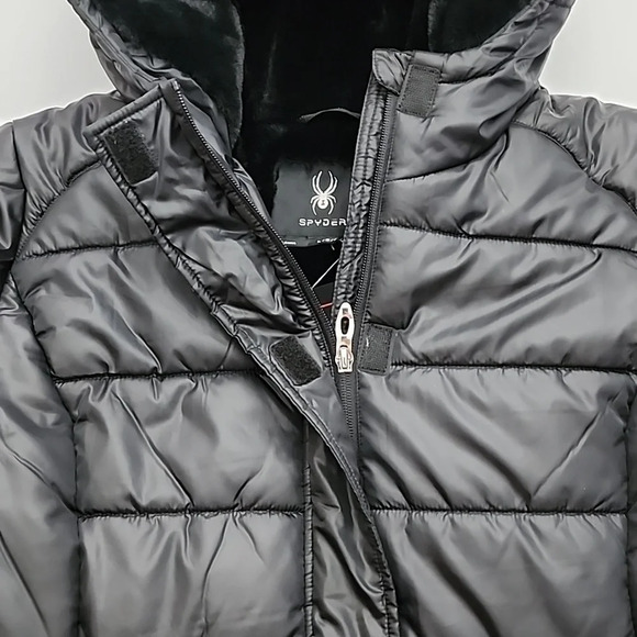 Spyder Women's Black Yara Faux Fur Lined Puffer Hooded Winter  Jacket Size Large - Picture 6 of 16